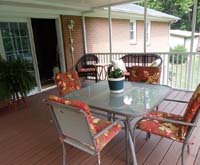 Glass table top deck and furniture